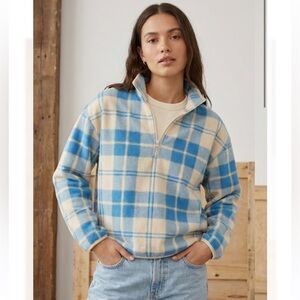 Aritzia TNA‎ Blue Gingham Plaid Checkered Pullover Sweater